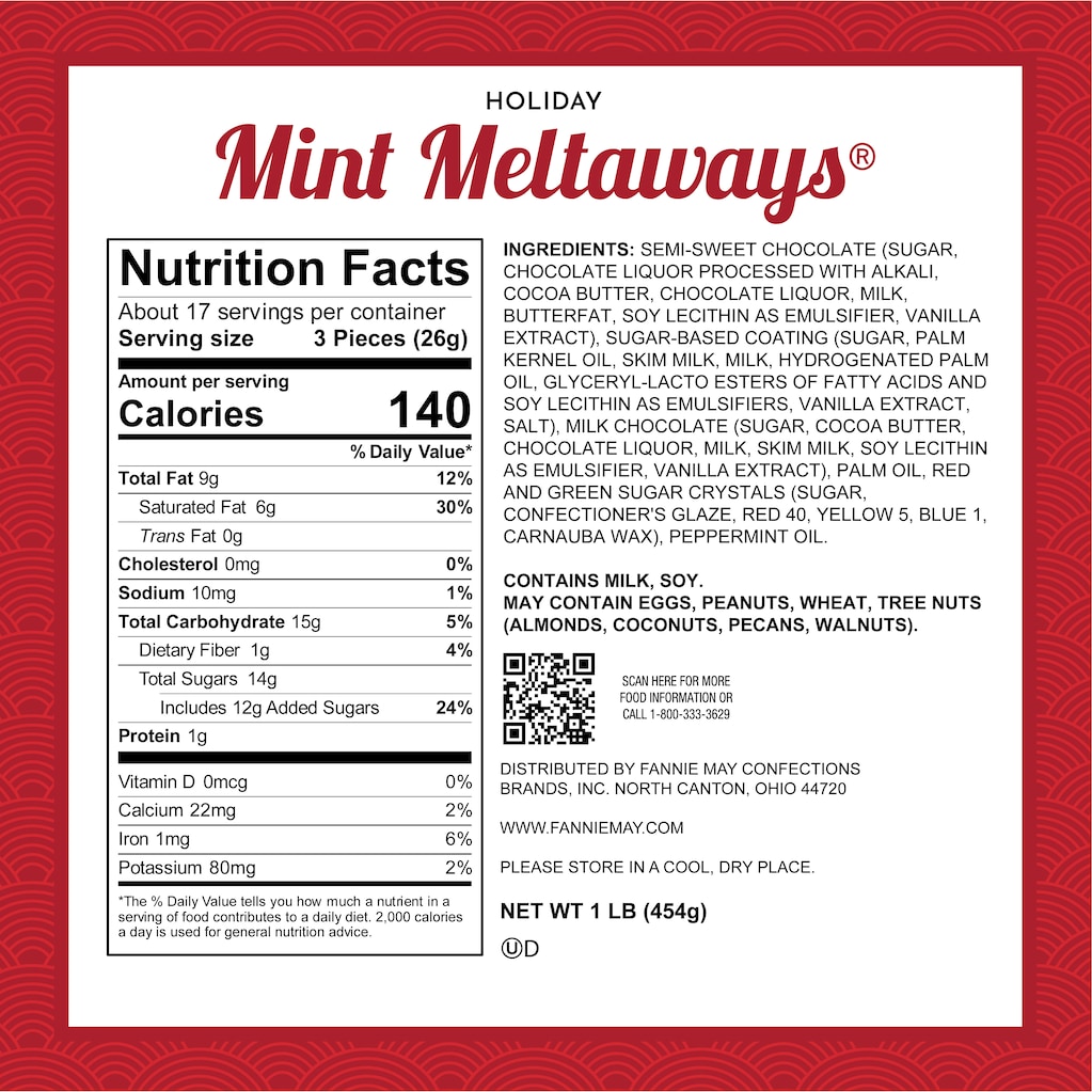 Holiday Mint Meltaways - 1lb - Green Snowflake Gift Box