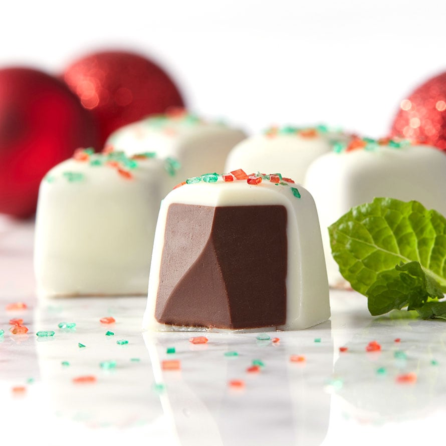Holiday Mint Meltaways - 1lb - Green Snowflake Gift Box