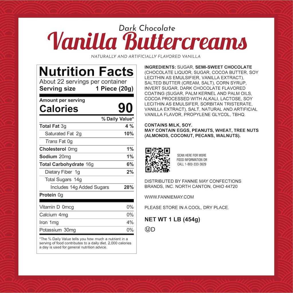 Dark Chocolate Vanilla Buttercreams - 1lb - Signature Wrap