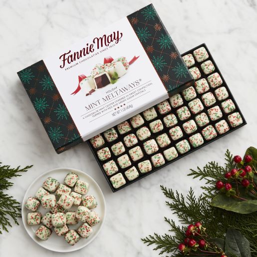 Holiday Mint Meltaways - 1lb - Green Snowflake Gift Box